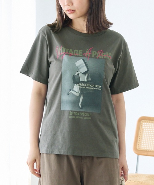 TRICOMER(トリコメル)の「【TRICOMER】VOYAGE A PARIS GIRL TEE|フォトT/ロゴT(Tシャツ/カットソー・レディース・ホワイト/チャコールグレー・F)」の3枚目の写真