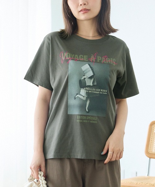 TRICOMER(トリコメル)の「【TRICOMER】VOYAGE A PARIS GIRL TEE|フォトT/ロゴT(Tシャツ/カットソー・レディース・ホワイト/チャコールグレー・F)」の4枚目の写真