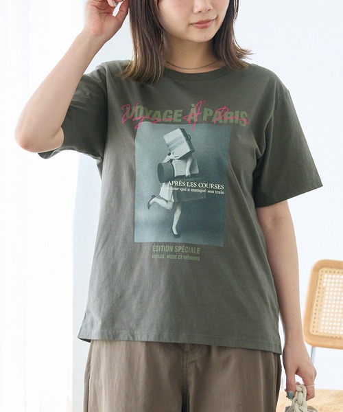 TRICOMER(トリコメル)の「【TRICOMER】VOYAGE A PARIS GIRL TEE|フォトT/ロゴT(Tシャツ/カットソー・レディース・ホワイト/チャコールグレー・F)」の5枚目の写真
