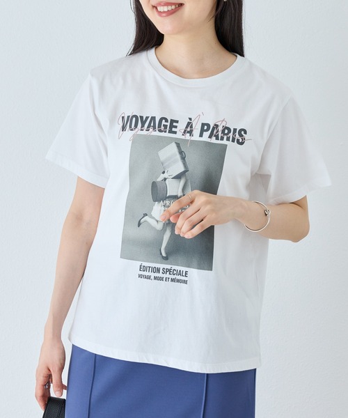 TRICOMER(トリコメル)の「【TRICOMER】VOYAGE A PARIS GIRL TEE|フォトT/ロゴT(Tシャツ/カットソー・レディース・ホワイト/チャコールグレー・F)」の18枚目の写真