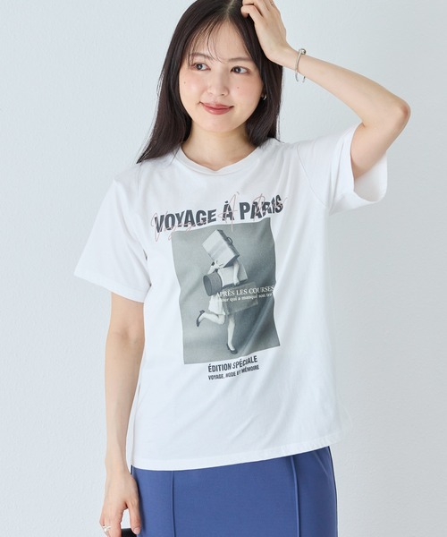 TRICOMER(トリコメル)の「【TRICOMER】VOYAGE A PARIS GIRL TEE|フォトT/ロゴT(Tシャツ/カットソー・レディース・ホワイト/チャコールグレー・F)」の19枚目の写真
