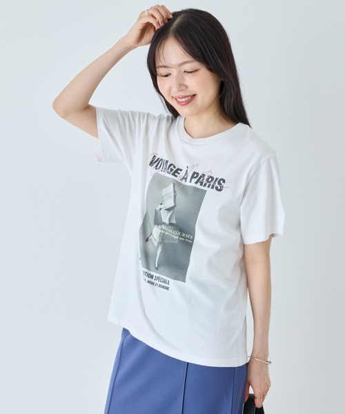 TRICOMER(トリコメル)の「【TRICOMER】VOYAGE A PARIS GIRL TEE|フォトT/ロゴT(Tシャツ/カットソー・レディース・ホワイト/チャコールグレー・F)」の20枚目の写真