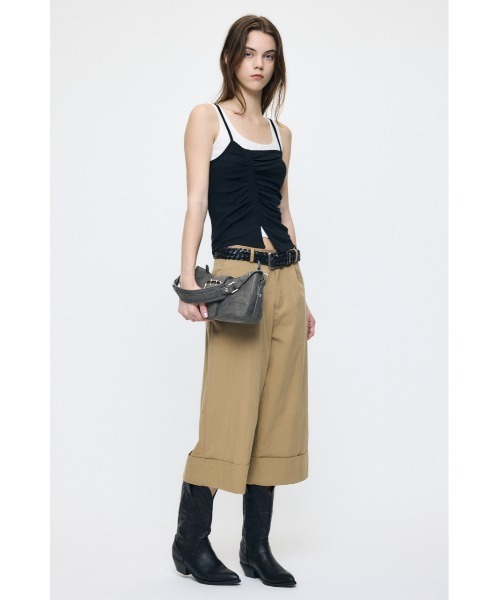 MOUSSY(マウジー)の「DOUBLE LAYERED SHEER タンクトップ(タンクトップ・レディース・ブラック/キナリ/カーキ・FREE)」の9枚目の写真