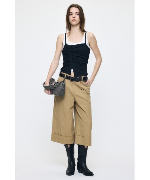 MOUSSY(マウジー)の「DOUBLE LAYERED SHEER タンクトップ(タンクトップ・レディース・ブラック/キナリ/カーキ・FREE)」の10枚目の写真