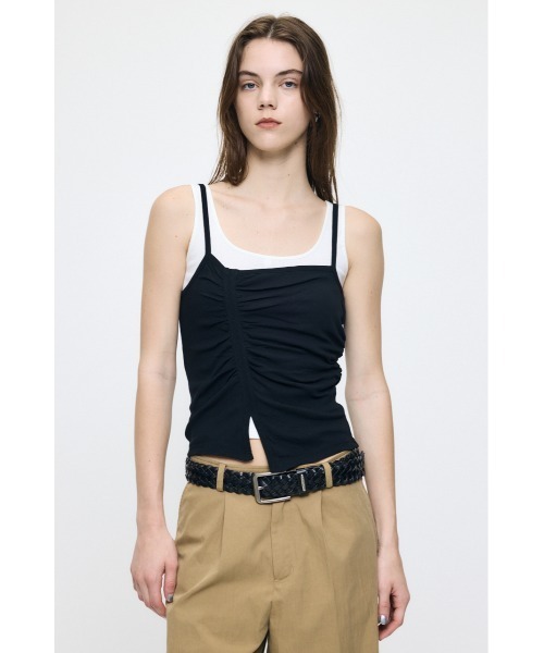 MOUSSY(マウジー)の「DOUBLE LAYERED SHEER タンクトップ(タンクトップ・レディース・ブラック/キナリ/カーキ・FREE)」の11枚目の写真