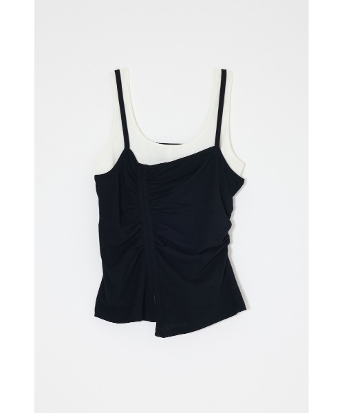 MOUSSY(マウジー)の「DOUBLE LAYERED SHEER タンクトップ(タンクトップ・レディース・ブラック/キナリ/カーキ・FREE)」の7枚目の写真
