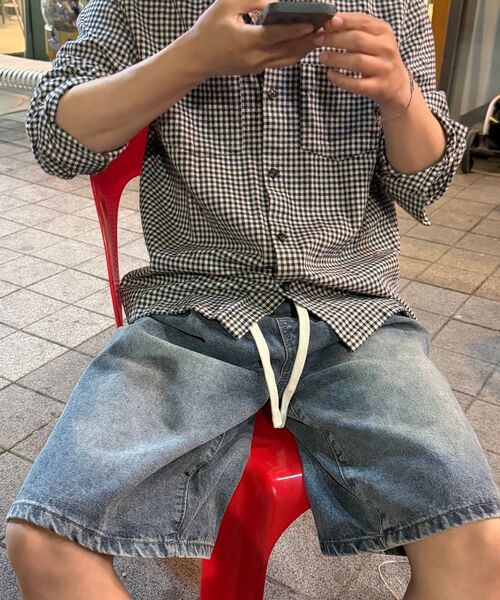 GRAYBLVD（グレイブラバット）の「ドドワイドデニムバンディングショーツ (2COLOR)（その他パンツ・レディース・ブラック/ブルー・MEDIUM/LARGE/X-LARGE）」の7枚目の写真
