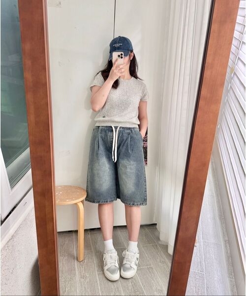 GRAYBLVD（グレイブラバット）の「ドドワイドデニムバンディングショーツ (2COLOR)（その他パンツ・レディース・ブラック/ブルー・MEDIUM/LARGE/X-LARGE）」の8枚目の写真