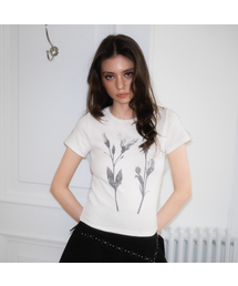 Floral Sketch Graphic T-shirt [White]