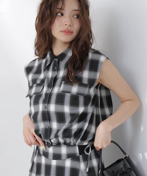 PROPORTION BODY DRESSING(プロポーションボディドレッシング)の「フレンチスリーブ短丈シャツ / 1216210604(シャツ/ブラウス・レディース・グレー/ブラック系その他・FREE)」の16枚目の写真