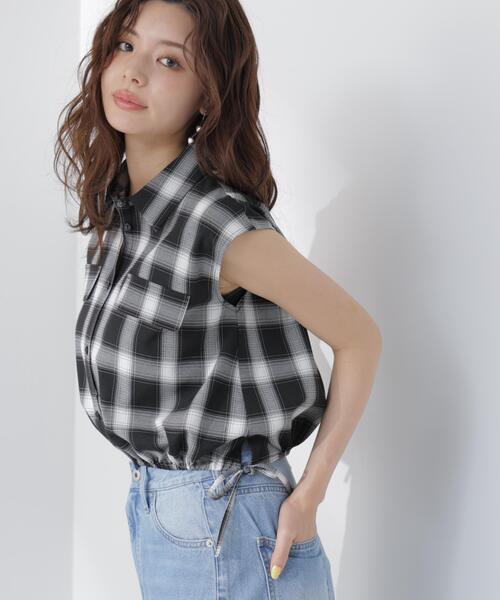 PROPORTION BODY DRESSING(プロポーションボディドレッシング)の「フレンチスリーブ短丈シャツ / 1216210604(シャツ/ブラウス・レディース・グレー/ブラック系その他・FREE)」の19枚目の写真