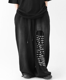 minsobi | カットオフスリット レタリング ギミックスウェット ワイドパンツ(ユニセックス(スウェットパンツ)