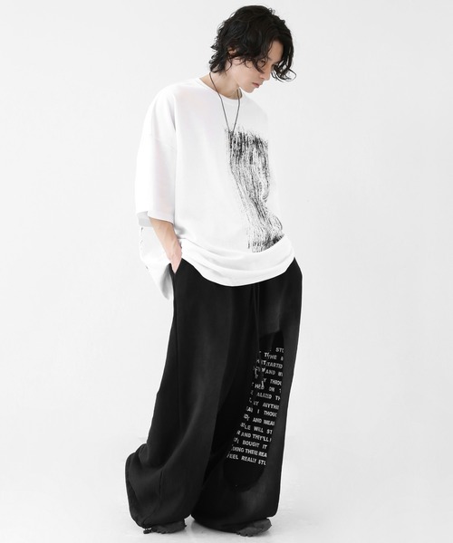 minsobi(ミンソビ)の「カットオフスリット レタリング ギミックスウェット ワイドパンツ(ユニセックス(スウェットパンツ・メンズ・ブラック・FREE)」の20枚目の写真