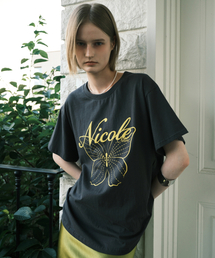 NICOLE BUTTERFLY SLEEVE TOP_CHARCOAL YELLOW