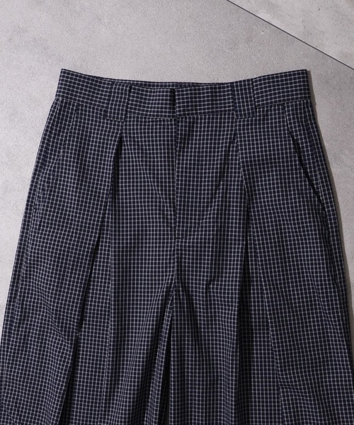 LANDNESS(ランドネス)の「【LANDNESS/ランドネス】Deep Tuck Wide Check Trousers/ディープタックワイドチェックスラックス(スラックス・メンズ・ネイビー/グレー・S/M/L)」の12枚目の写真