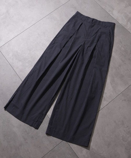LANDNESS(ランドネス)の「【LANDNESS/ランドネス】Deep Tuck Wide Check Trousers/ディープタックワイドチェックスラックス(スラックス・メンズ・ネイビー/グレー・S/M/L)」の10枚目の写真