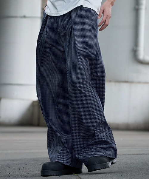 LANDNESS(ランドネス)の「【LANDNESS/ランドネス】Deep Tuck Wide Check Trousers/ディープタックワイドチェックスラックス(スラックス・メンズ・ネイビー/グレー・S/M/L)」の20枚目の写真