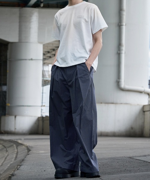 LANDNESS(ランドネス)の「【LANDNESS/ランドネス】Deep Tuck Wide Check Trousers/ディープタックワイドチェックスラックス(スラックス・メンズ・ネイビー/グレー・S/M/L)」の21枚目の写真