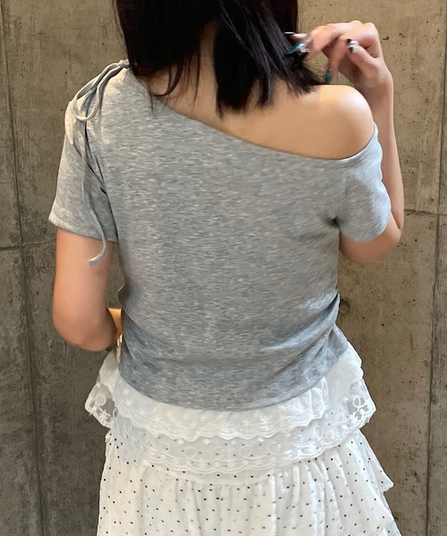 ROGER AND RAW(ロジャーアンドロウ)の「フリルレース ラインストーンロゴTシャツ(Tシャツ/カットソー・レディース・ホワイト/ブラック/グレー・FREE)」の20枚目の写真
