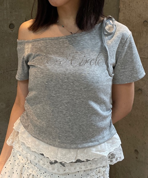 ROGER AND RAW(ロジャーアンドロウ)の「フリルレース ラインストーンロゴTシャツ(Tシャツ/カットソー・レディース・ホワイト/ブラック/グレー・FREE)」の19枚目の写真