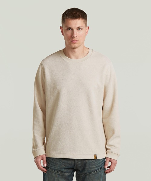 G-STAR(ジースター)の「Tweeter Brushed Long Sleeve T-Shirt/ヘビーウェイトワッフルロングスリーブTシャツ(Tシャツ/カットソー・メンズ・ホワイト系その他/ブルー系その他/グリーン系その他・X-LARGE/X-SMALL/LARGE/SMALL/MEDIUM)」の1枚目の写真