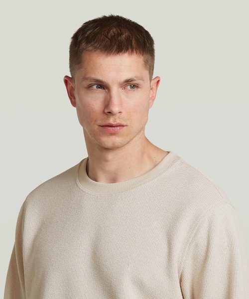 G-STAR(ジースター)の「Tweeter Brushed Long Sleeve T-Shirt/ヘビーウェイトワッフルロングスリーブTシャツ(Tシャツ/カットソー・メンズ・ホワイト系その他/ブルー系その他/グリーン系その他・X-LARGE/X-SMALL/LARGE/SMALL/MEDIUM)」の5枚目の写真