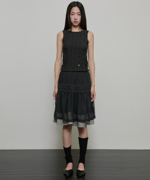FLAREUP（フレアアップ）の「Layered Crinkle Check Skirt (FL-269_Black)（スカート・レディース・ブラック・1/2）」の6枚目の写真
