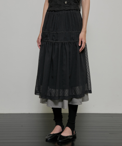 FLAREUP（フレアアップ）の「Layered Crinkle Check Skirt (FL-269_Black)（スカート・レディース・ブラック・1/2）」の10枚目の写真