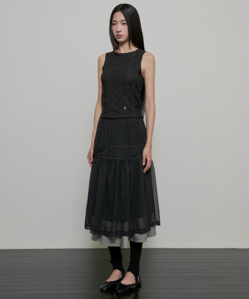 FLAREUP（フレアアップ）の「Layered Crinkle Check Skirt (FL-269_Black)（スカート・レディース・ブラック・1/2）」の11枚目の写真