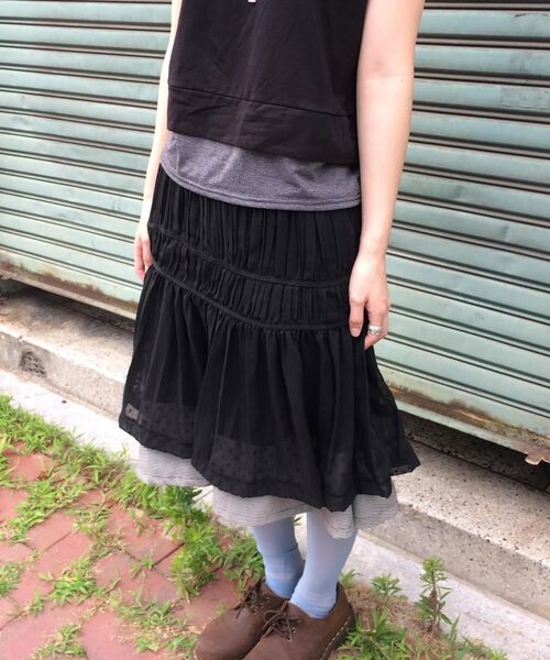 FLAREUP（フレアアップ）の「Layered Crinkle Check Skirt (FL-269_Black)（スカート・レディース・ブラック・1/2）」の16枚目の写真