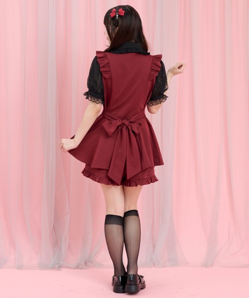 Secret Honey（シークレットハニー）の「レースラッフル半袖セットアップ（セットアップ・レディース・ワインレッド/ブラック・MEDIUM）」の5枚目の写真
