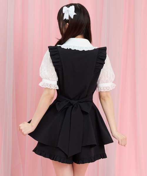 Secret Honey（シークレットハニー）の「レースラッフル半袖セットアップ（セットアップ・レディース・ワインレッド/ブラック・MEDIUM）」の8枚目の写真