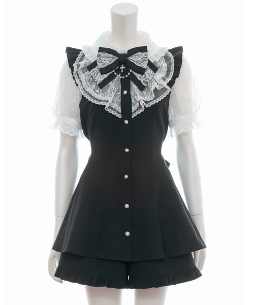 Secret Honey（シークレットハニー）の「レースラッフル半袖セットアップ（セットアップ・レディース・ワインレッド/ブラック・MEDIUM）」の11枚目の写真