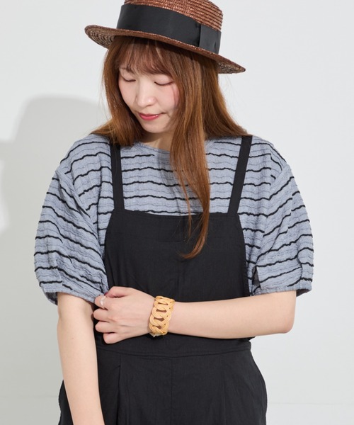 Samansa Mos2(サマンサ モスモス)の「ボリューム袖カットソー《WEB限定カラーあり》(Tシャツ/カットソー・レディース・ブラック/ブルー/キナリ/オフホワイト・F)」の7枚目の写真