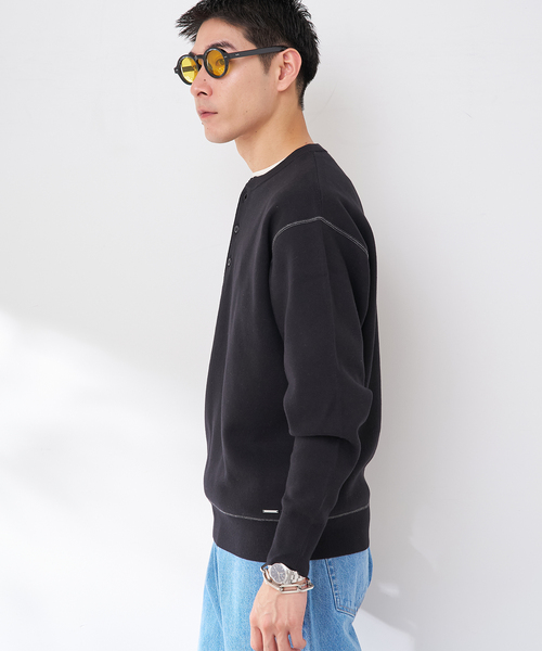 B.C STOCK（ベーセーストック）の「ANTS & ELEPHANTS 2TONE スウェットライクヘンリーネックニット（ニット/セーター・メンズ・ネイビー/ホワイト/ライトグレー/ブラック・MEDIUM/LARGE）」の9枚目の写真