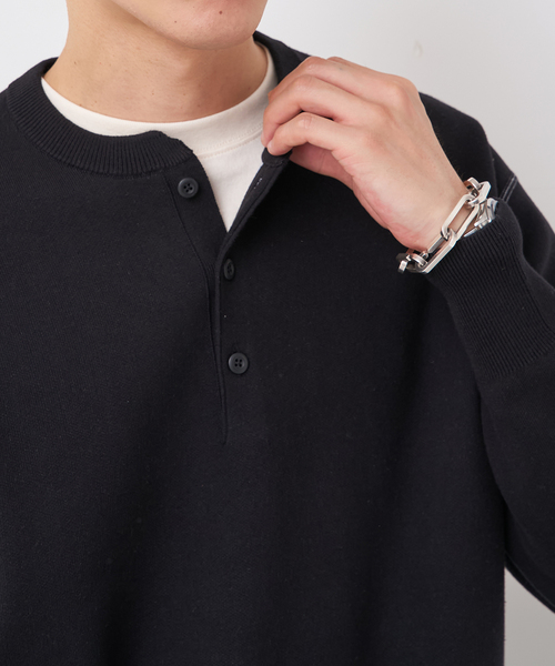 B.C STOCK（ベーセーストック）の「ANTS & ELEPHANTS 2TONE スウェットライクヘンリーネックニット（ニット/セーター・メンズ・ネイビー/ホワイト/ライトグレー/ブラック・MEDIUM/LARGE）」の12枚目の写真