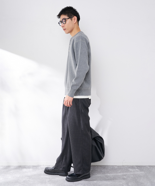B.C STOCK（ベーセーストック）の「ANTS & ELEPHANTS 2TONE スウェットライクヘンリーネックニット（ニット/セーター・メンズ・ネイビー/ホワイト/ライトグレー/ブラック・MEDIUM/LARGE）」の14枚目の写真
