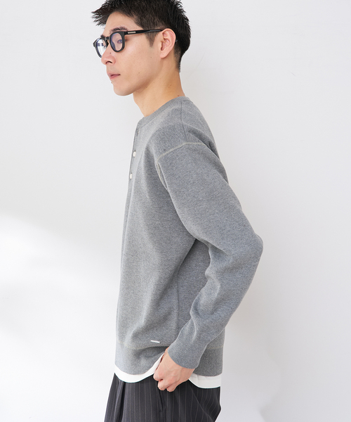 B.C STOCK（ベーセーストック）の「ANTS & ELEPHANTS 2TONE スウェットライクヘンリーネックニット（ニット/セーター・メンズ・ネイビー/ホワイト/ライトグレー/ブラック・MEDIUM/LARGE）」の17枚目の写真