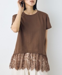 【接触冷感】ひんやり♪裾レースドッキングトップス 春服 夏服 秋服 レイヤード 体系カバー お尻まで隠れる【身長/骨格別着用画像あり】