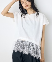 【接触冷感】ひんやり♪裾レースドッキングトップス 春服 夏服 秋服 レイヤード 体系カバー お尻まで隠れる【身長/骨格別着用画像あり】
