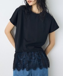 【接触冷感】ひんやり♪裾レースドッキングトップス 春服 夏服 秋服 レイヤード 体系カバー お尻まで隠れる【身長/骨格別着用画像あり】