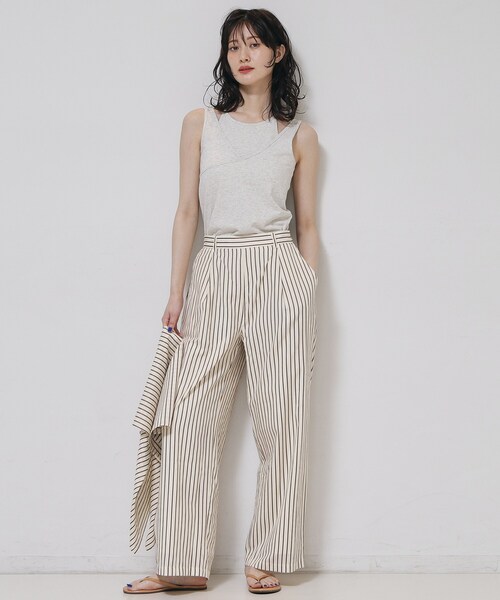 ALL NEW MART（オールニューマート）の「マルチWAYストライプパンツ（その他パンツ・レディース・グリーン系/キャメル/ブルー/ベビーピンク・00）」の3枚目の写真