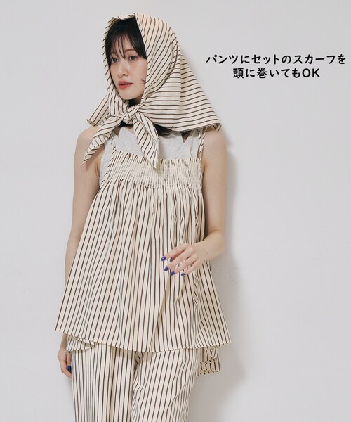 ALL NEW MART（オールニューマート）の「マルチWAYストライプパンツ（その他パンツ・レディース・グリーン系/キャメル/ブルー/ベビーピンク・00）」の9枚目の写真