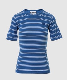 Soft cotton rib stripe tee