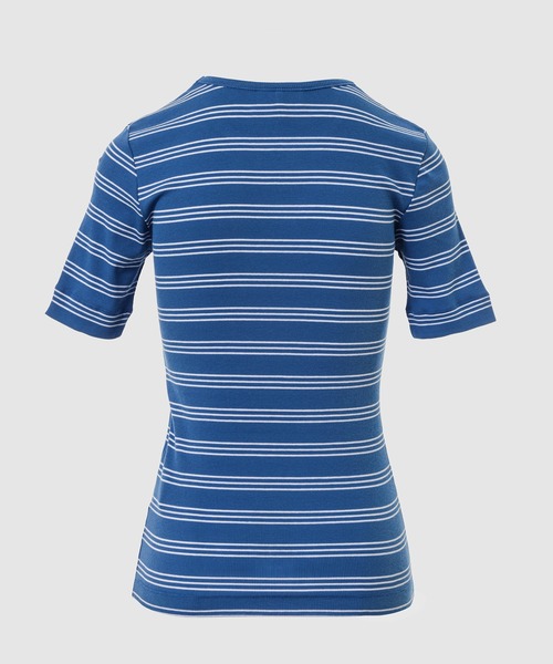 GANNI(ガニー)の「Soft cotton rib stripe tee(Tシャツ/カットソー・レディース・ネイビー系・S/M)」の3枚目の写真