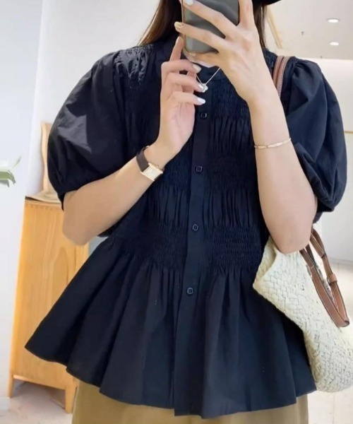 shoppinggo(ショッピングゴー)の「ブラウス シャツ レディース トップス 白ブラウス オフィスブラウス 韓国風(シャツ/ブラウス・レディース・ブラック/ホワイト・L/M)」の1枚目の写真
