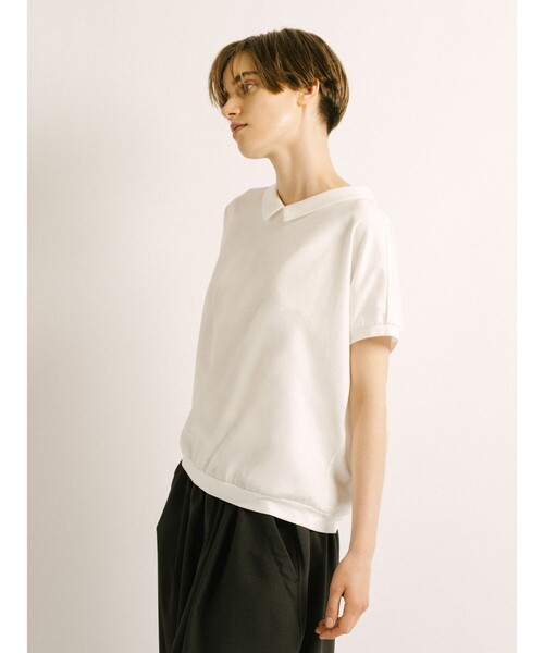 mizuiroind(ミズイロインド)の「mizuiro ind シャツカラードルマンプルオーバー(Tシャツ/カットソー・レディース・ブラック/ライトグレー/ブルー/チャコールグレー/オフホワイト・FREE)」の12枚目の写真