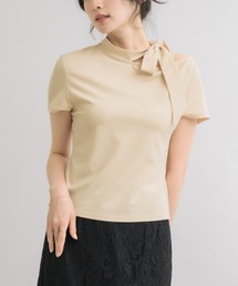 【デイリーに着こなす、上品Tシャツ】リボンタイTシャツ