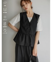 BOA V NECK REVERSIBLE PEPLUM VEST（ベスト）｜Ameri（アメリ）の