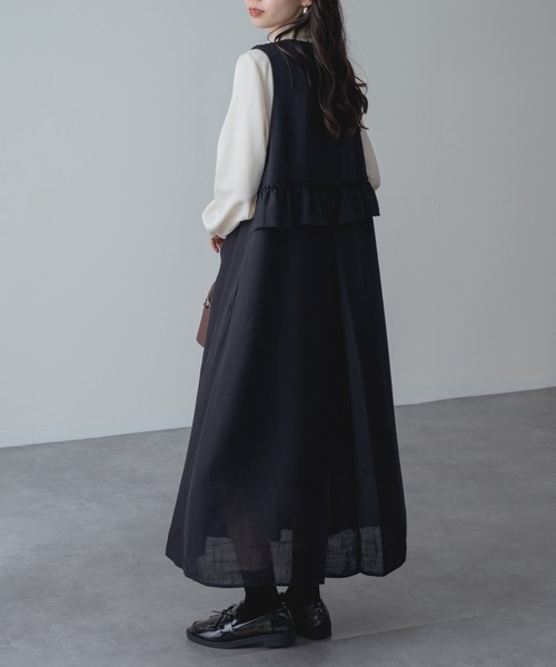 refinedworks（リファインドワークス）の「【refinedworks】360度美シルエット！ バックフリル Vネック ジャンパー スカート（ジャンパースカート・レディース・グレー/ブラック・FREE）」の18枚目の写真